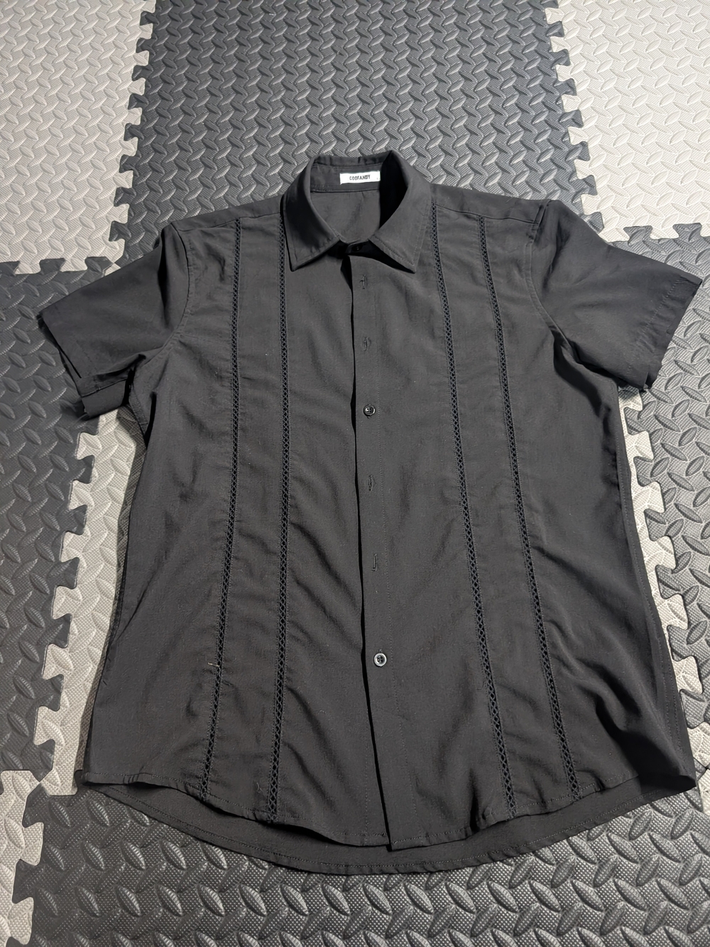 Black Short-Sleeve Button-Up Shirt